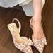 2026 New Exquisite Floral Pointed-Toe High Heels With Back Strap And Bow Detail, Thin Heel Closed-Toe Sandals Ins_vogvips.com