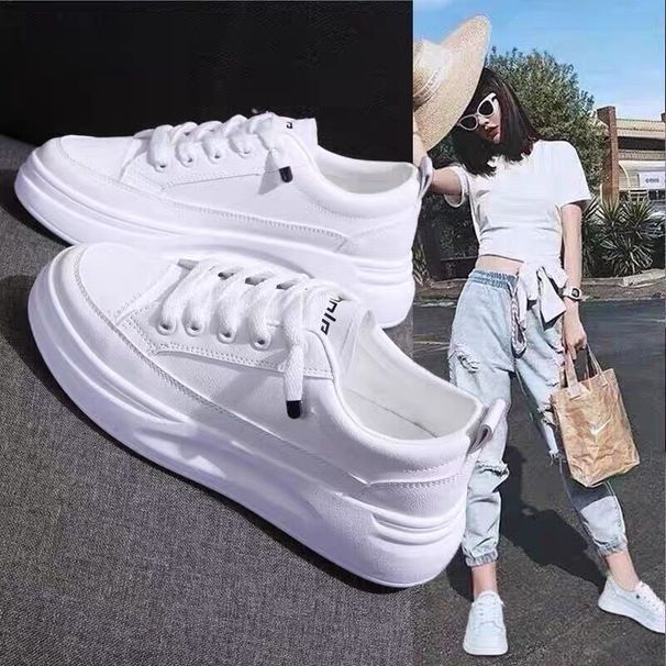 2025 New Spring Summer Casual Trendy Versatile Sneakers Hidden Heel White Women's Shoes_vogvips.com