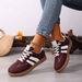 Women's Fashion Wine Red Flat Sneakers 2026 New White Striped Thick Sole Casual Woman Light Streetwear Vulcanize Shoes_vogvips.com