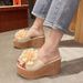 Independent Station Summer New Wedge High Heel Flower Platform One-Strap Foreign Trade Women's Beach Sandals_vogvips.com