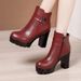 2025 New Waterproof Platform Mid-Calf For Women Winter Round Toe British Style Fleece-Lined Martin Chunky Heel Plus Size_vogvips.com