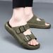 Top Layer Cowhide Men In Summer, Outdoor Beach Shoes Indoor Anti Slip High-end Cool Slippers For Men, Trendy_vogvips.com