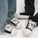 black And White Thick Soled Sneakers Women New Breathable Height Increasing Casual Sports Shoes Men_vogvips.com