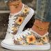 Fashion Printed Sun-Flower Strap Casual Shoes_vogvips.com