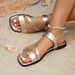 2026 New Arrival Black Women Square Toe Casual Flats Elastic Strap Comfortable Beach Shoes Fashion Female Sandals_vogvips.com