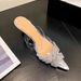 PVC Transparent Sandals Closed Toe Cross Rhinestone High Heels Open Back Shallow Sweet Party Wedding Shoes Stiletto_vogvips.com