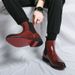 plus Size Men's High Top Leather Boots Pointed Toe Slip-On Autumn Winter Martin Chelsea Boots with Red Sole British Casual_vogvips.com