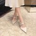 Elegant Socialite Style Satin Pointed-toe Rhinestone High-heeled Sandals With Stiletto Heels, Closed-toe Slippers Women,_vogvips.com