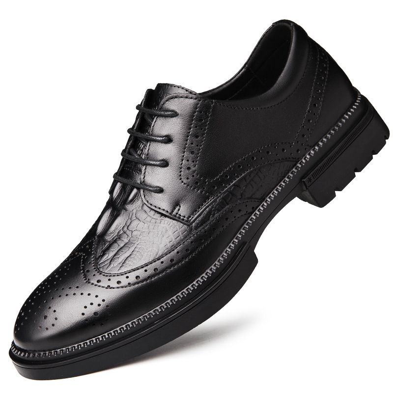 Carved Embossed Crocodile Pattern Casual Shoes Men's Shoes Wedding Heightening Leather Shoes Men's Shoes_vogvips.com
