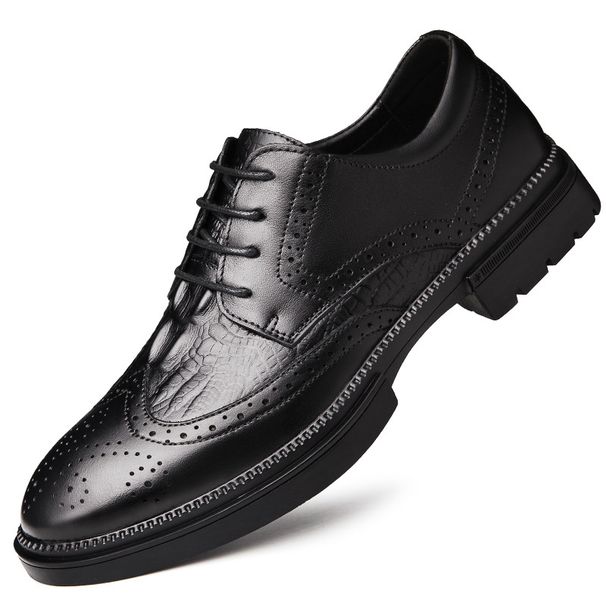 Carved Embossed Crocodile Pattern Casual Shoes Men's Shoes Wedding Heightening Leather Shoes Men's Shoes_vogvips.com