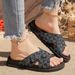 Outdoor Color-blocked Edging Casual Women's Slippers Summer New One-step Breathable Non-slip Wear-resistant Large Size Slippers_vogvips.com