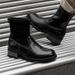 Retro Tooling Boots Square Head Thick Sole Heightened Rear Zipper Thick Heel Thin Boots Short Boots_vogvips.com