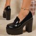 Plus Size Women's Low Top Shoes British Style Chunky Heel Platform High Heels Spring New Style_vogvips.com