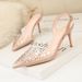Simple Pointed Toe Pumps Transparent Rhinestone Fashion Sandals Fine Heels Air Lady Shoes_vogvips.com