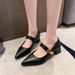 Mary Zhen Women's High Heels 2025 New Spring And Autumn One Line Style Pointed Leather Middle Single Order Shoes_vogvips.com
