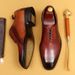 Business Oxford Shoes British Pointed Toe men's Dress Shoes Lace-up men's Leather Shoes Handmade Shoes office shoe men_vogvips.com
