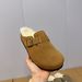 Sangpo Wool Closed-Toe New Slip-On Lazy Women's Genuine Leather Fur Half Slippers_vogvips.com