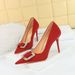 3265-K6 Fashion Banquet High Heels With Thin Heels, Shallow Mouth, Pointed Satin Metal Rhinestone Button Single Shoes_vogvips.com
