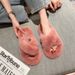 2024 Autumn Winter New Outdoor Korean Student Internet Celebrity Same Style Furry Cross Cotton Slippers For Women_vogvips.com
