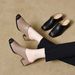 Square-toed Slippers For Outdoor Wear, 2025 Spring-summer New French Style, Iron-toed Cowhide Chunky Heel Sandals,_vogvips.com