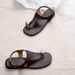 One-Strap Flat For Women 2025 Summer New Soft Leather Post Roman Open Toe Sandals_vogvips.com