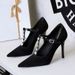 1826 European And American Style Banquet Fashion Silver Rivet T-Strap Shallow Mouth Stiletto Sexy Women Shoes Ultra High_vogvips.com