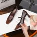 Thick Heel High Heels Women's Retro Brown Light Mouth High Heel Single Shoes Square Head One Pedal Soft Leather Commuting Not Tired Feet Women's Shoes_vogvips.com