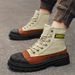European Warm Series Men's Spring And Autumn New Breathable Outdoor Hiking Martin Boots Thick Sole Non-slip Camping High-top Canvas Work_vogvips.com