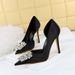 3165-K11 Banquet Side Hollow Thin Shallow Mouth Pointed Silk Diamond Women's High Heel Single Shoes_vogvips.com