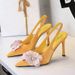 3526-H57 European And American Style Hollow Back Strap Pointed Toe Stiletto High Heels Color Block Flower Women's Shoes_vogvips.com