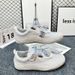 Women's 2025 Spring Summer New Letter Canvas Women Thick Sole Genuine Leather Versatile Casual Shoes Sneakers European_vogvips.com