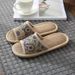Summer Bedroom Thick Bottom Flower Linen Women Men Couples, Non Slip And Wear Resistant Household Cloth Slippers For_vogvips.com