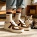 Men's Retro Leather & Suede Sneakers - Casual Lace-Up Shoes With Gum Sole, Versatile For Everyday Wear_vogvips.com