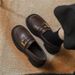 Soft-soled Loafers Women's Single Shoes British Platform-soled One-pedal Leather Shoes_vogvips.com