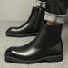 Leather Zipper Boots Men's High Top Square Martin Boots Men's Shoes Chelsea Boots Flat Bottom_vogvips.com