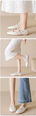 French Bow Mary Jane Shoes Women's Flat Bottom One Word With Light Mouth Single Shoes With Skirt_vogvips.com