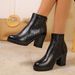 Women's British Style High Heeled Fashion Boots plus Size Autumn Chunky Heel Back Zipper Martin Boots European American Style_vogvips.com