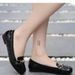 2025 Summer Autumn Soft Leather Women's Flat Work Versatile Loafers Square Toe Shallow Mouth Low Heel Large Size Boat_vogvips.com