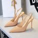 Women's Elegant Pointed-Toe Stiletto Heels With Open Back & Ankle Strap - Chic High Heel Pumps In Leather For Parties & Evening Wear Back Strap Sexy_vogvips.com