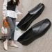 Flat Single Shoes For Women With Wide Feet, Slip-On Comfortable Sole, Soft Leather Work Shoes, Loafers, Large Size, Size_vogvips.com