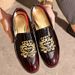 Leather Embroidered Loafers, One Foot Business Leather Men's Shoes, Trendy High-end, Breathable And Odorless Feet_vogvips.com