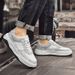 Platform Couple Board Shoes First Layer Cowhide Casual Board Shoes Men's Genuine Leather Black And White White Shoes Boys_vogvips.com