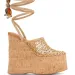 Women's Wood Grain Platform Sandals Adjustable T Strap Chunky Heel Fishnet Summer Festival Shoes Nude Black Block Heels_vogvips.com