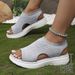 Cross-border Plus-size Women's 2026 Summer New Style Solid Color Round Toe Fly-knit Fashion Slip-on Platform Thick-soled_vogvips.com