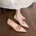 Weiwei Girl 338-11 French Pointed Toe Single Shoes For Women With Bowknot Nude Color Stiletto Shallow Mouth Elegant High Heels For_vogvips.com
