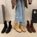 High Heel Suede Slim Women 2025 New Autumn Winter Korean Style Fashionable Ankle Stretch Martin Boots_vogvips.com