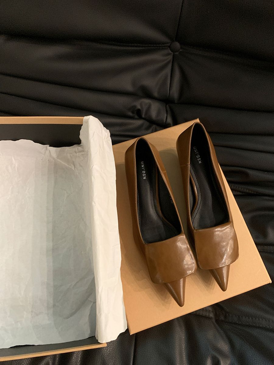 French Style Kitten Heel Single For Women 2024 New High-end Pointed Toe Elegant Simple Black Evening Boat Shoes_vogvips.com