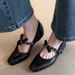 Sheepskin Version Single Shoes Women's Flat Leather Shoes Shallow Mouth Ballet Shoes Square Head Retro Mary Jane Shoes_vogvips.com