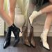 ShoeVault Pointed Toe High Martin Short For Women 2024 New Style Fleece-Lined Elegant Soft Slim Bare Thin Heel Retro Leather Boots_vogvips.com