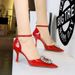 8323-K29 Wind Shallow Mouth Pointed Hollow Sunflower Water Diamond Buckle One Line Sandals Women's High Heels_vogvips.com